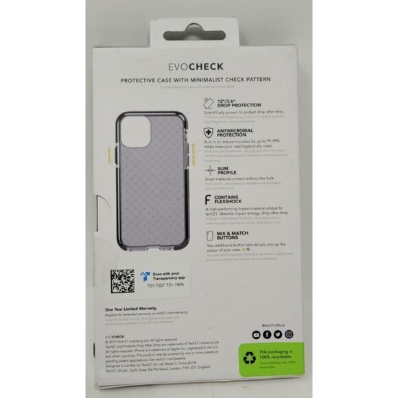 Tech21 Evo Check Case for Apple iPhone 11 Pro 5.8" Smokey, Mix & Match Flexible - Picture 3 of 4